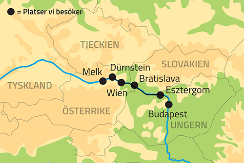 Geografisk karta ver Donaufloden.
